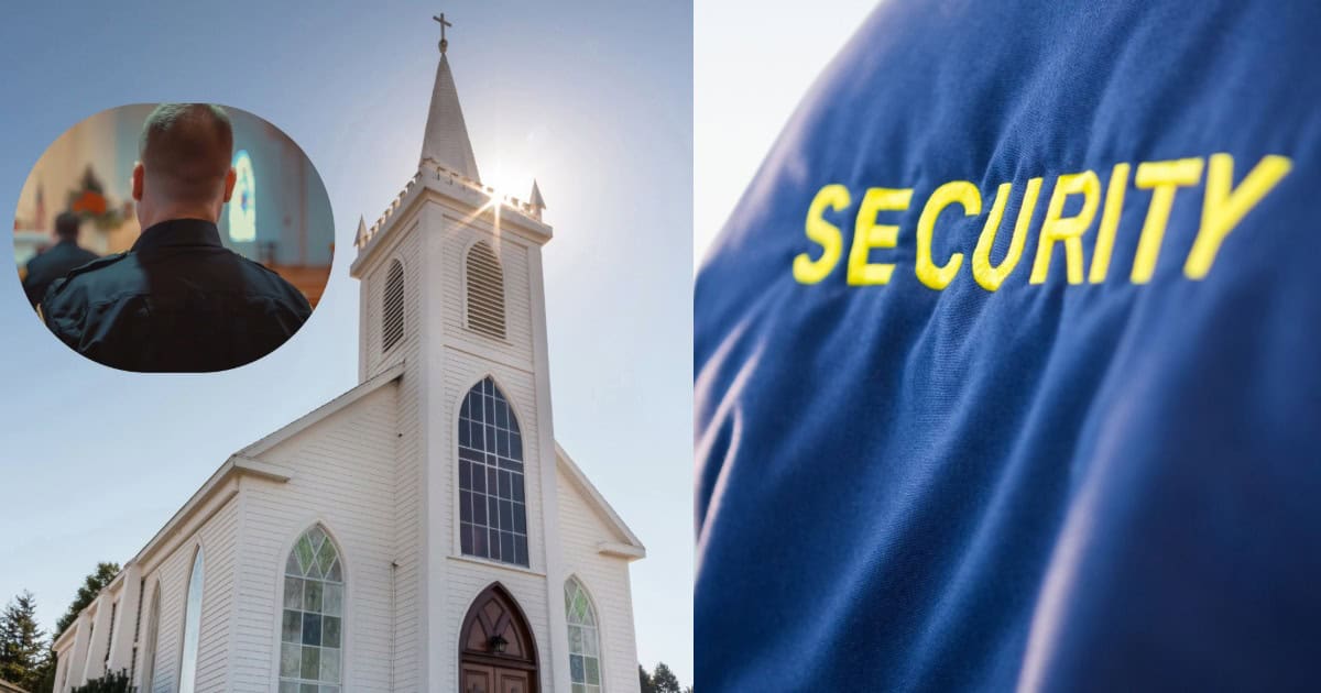 Church security personnel monitoring church premises in Nashville.